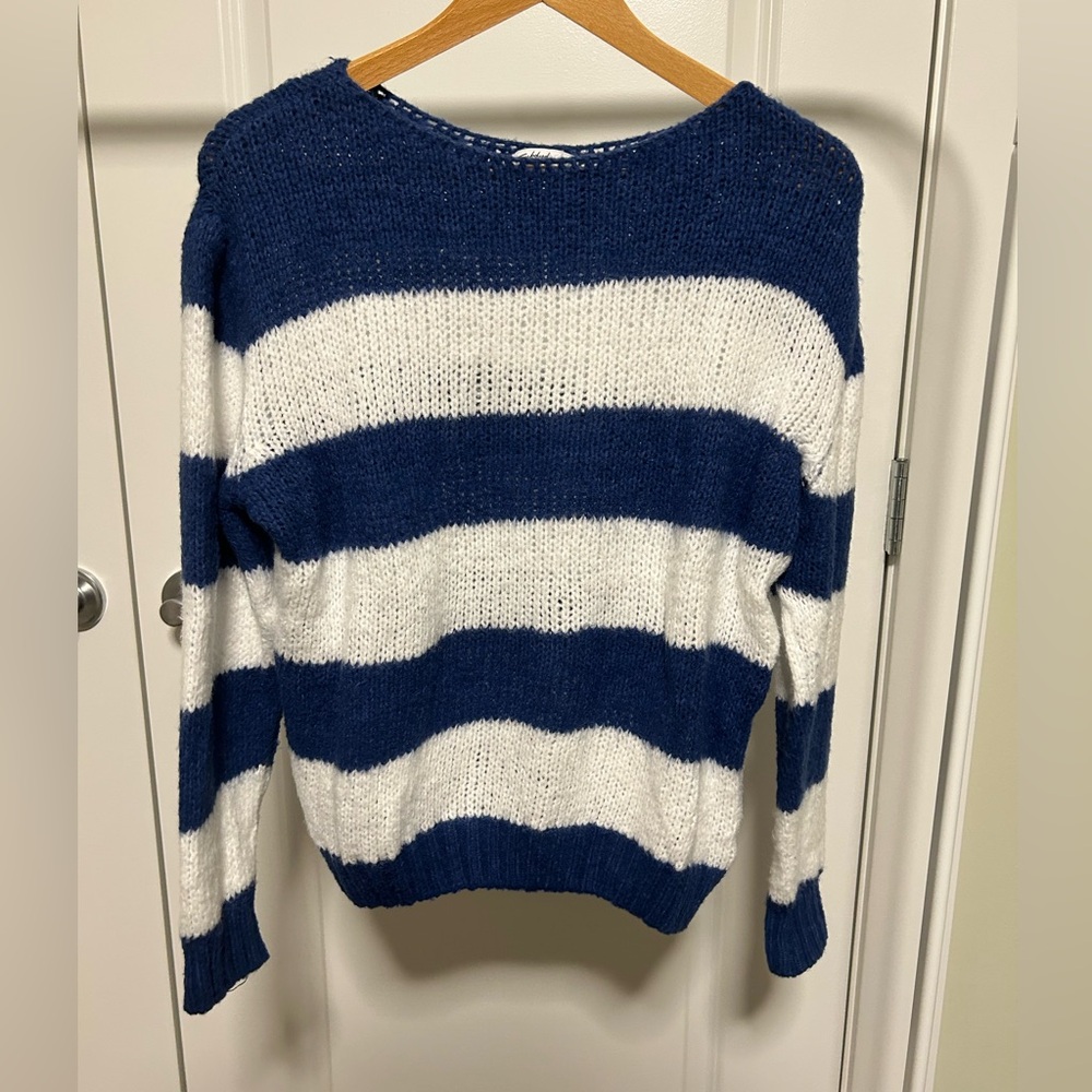 Subdued Striped Blue and White Women's Sweater